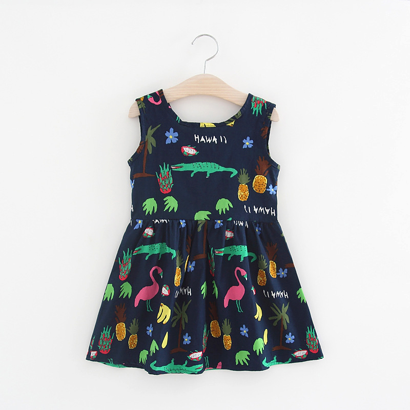 

Baby/Toddler Girl's Flamingo and Fruit Print Dress
