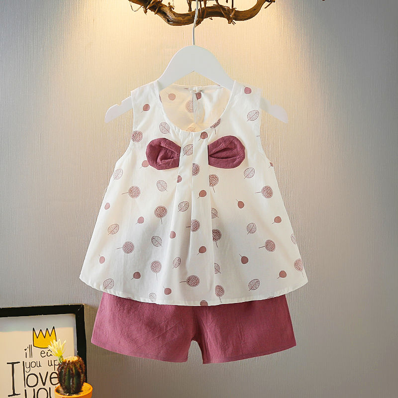

2-piece Baby / Toddler Girl Casual Leaf Print Top and Shorts Sets