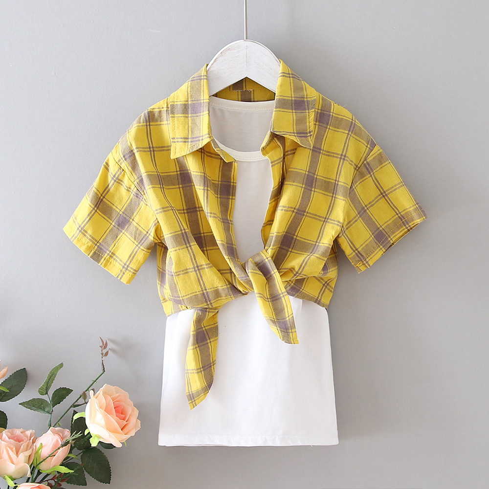 

2-piece Toddler Girl Plaid Shirt and Solid Tank Set