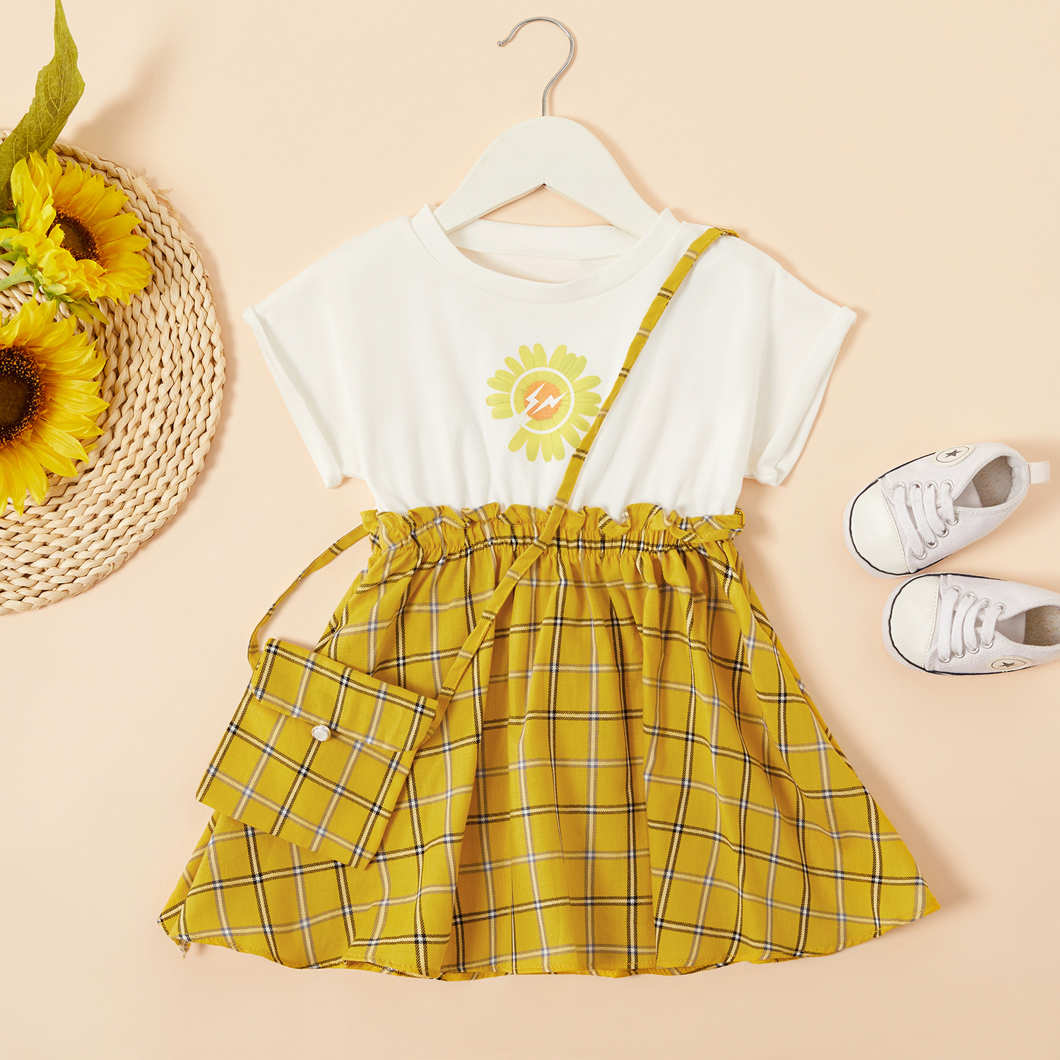 

Baby / Toddler Girl Short-sleeve Grid Dress