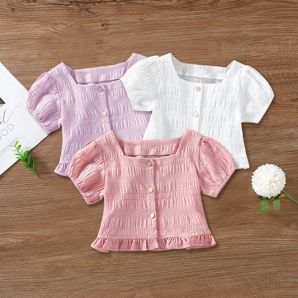 

Toddler Girl Summer Puff-sleeve Tee