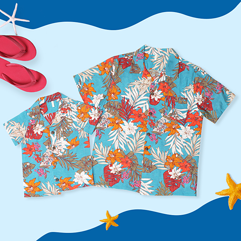 

Daddy and Me Floral Shirt in Blue