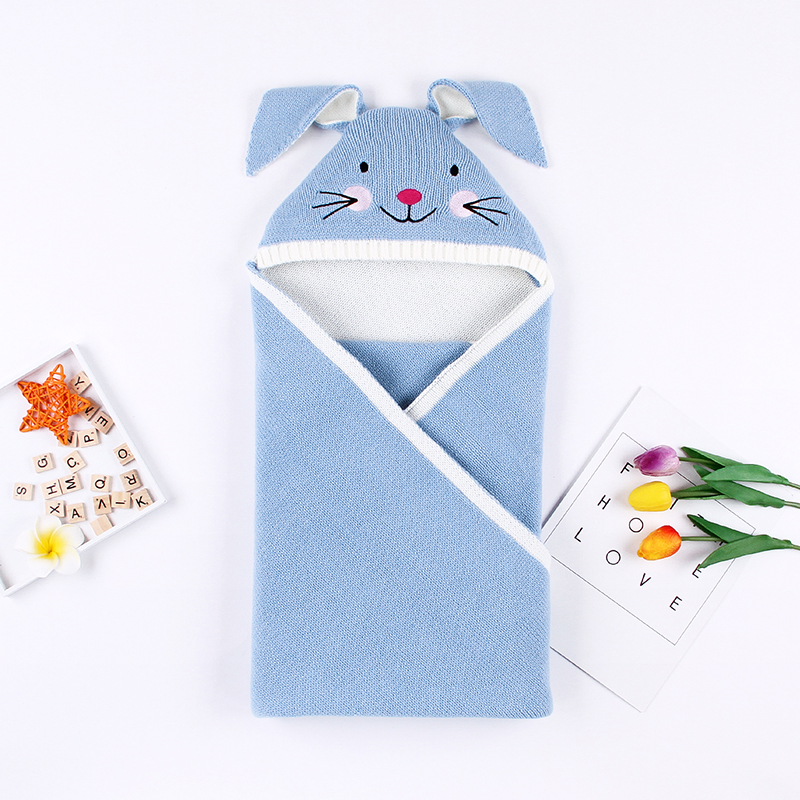 

Bunny Design Knitted Hooded Blanket