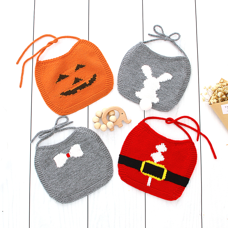 4-pack Bunny Design Knitted Bibs