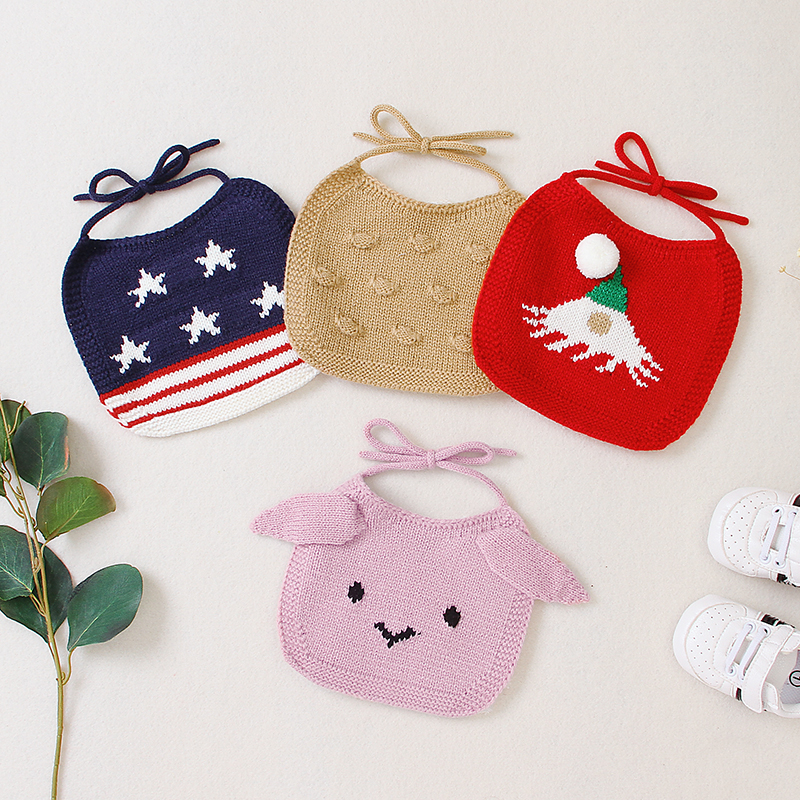

4-pack Cartoon Design Knitted Bibs