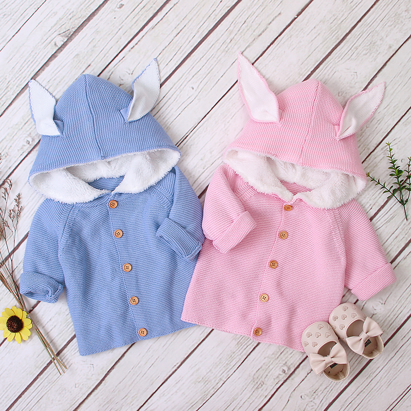 

Baby Warm Cute Rabbit Ear Fur Lined Sweater