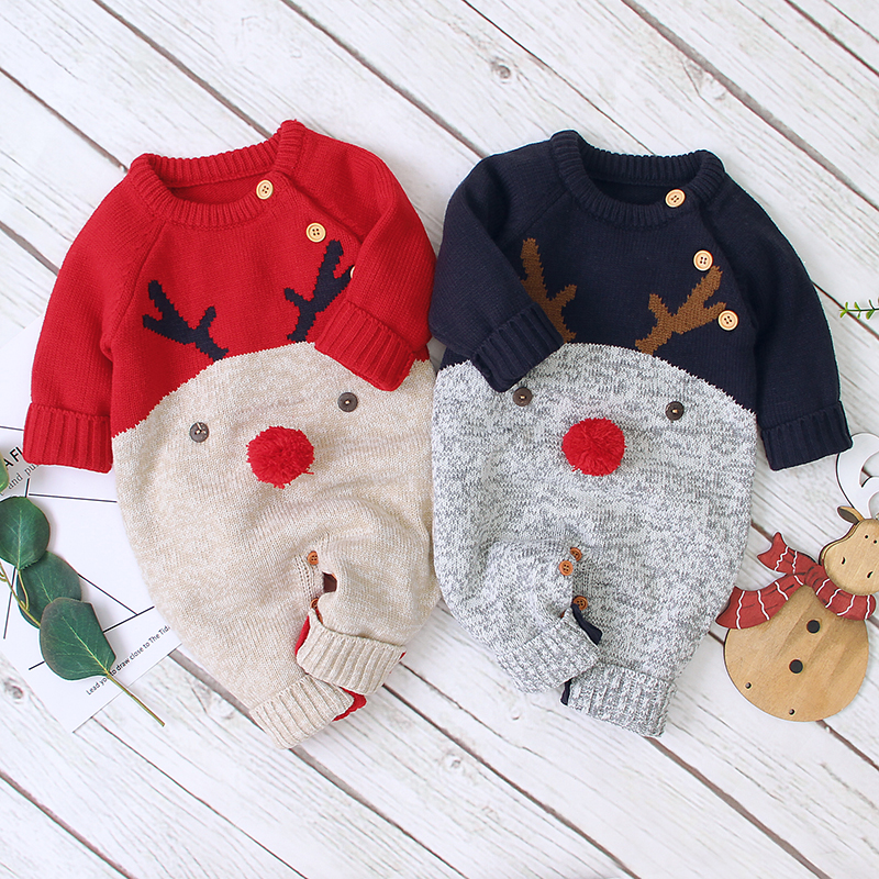 

Baby Elk Christmas Knitted Jumpsuits