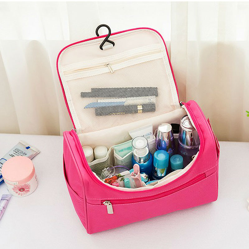

Trendy Solid Zip-up Makeup Bag