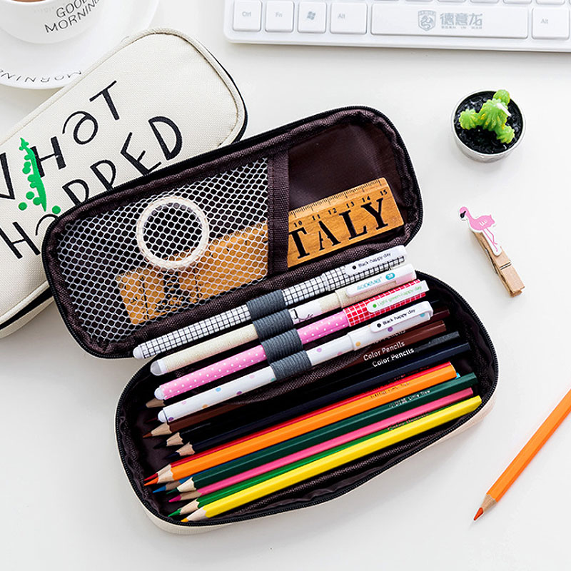 

Stylish Letter Print Canvas Pencil Box
