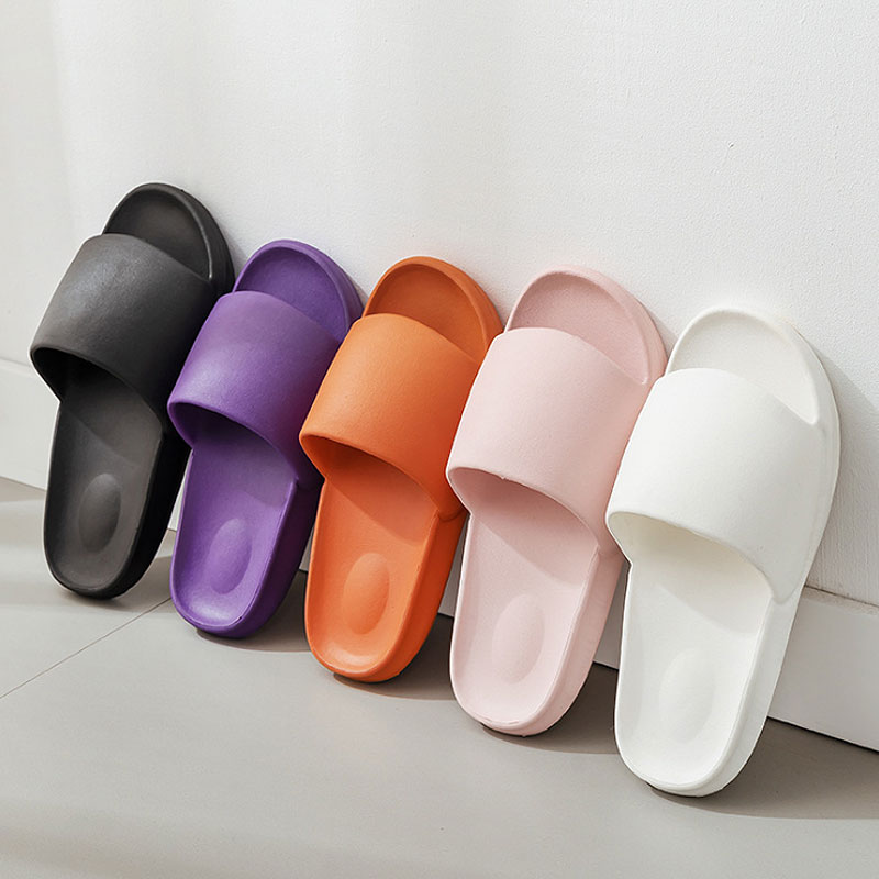 

Men Women Couple Thicken Summer Slippers Female Solid Color Home Indoor Anti-slip shoes Breathable Slippers