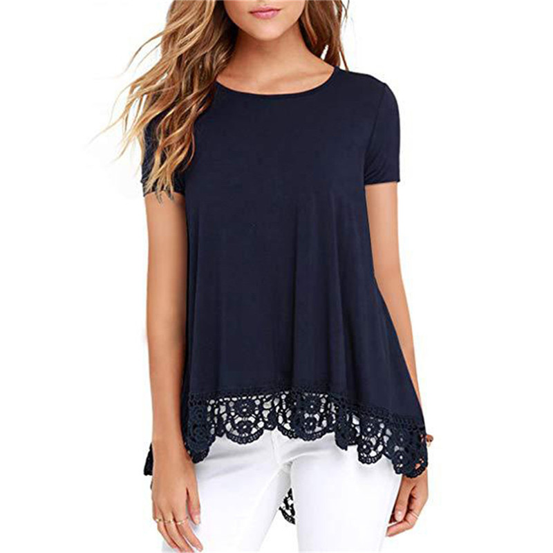 

Stylish Lace Decor Short-sleeve Tee