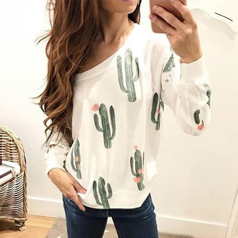 

Casual Cactus Print One Shoulder Top