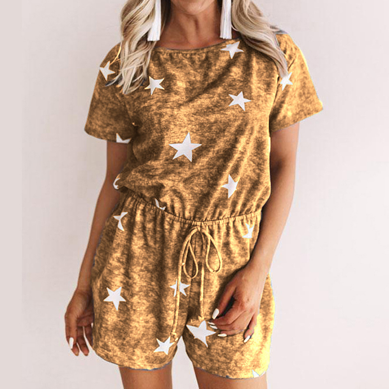 

Sassy Star Print Tie-up Romper