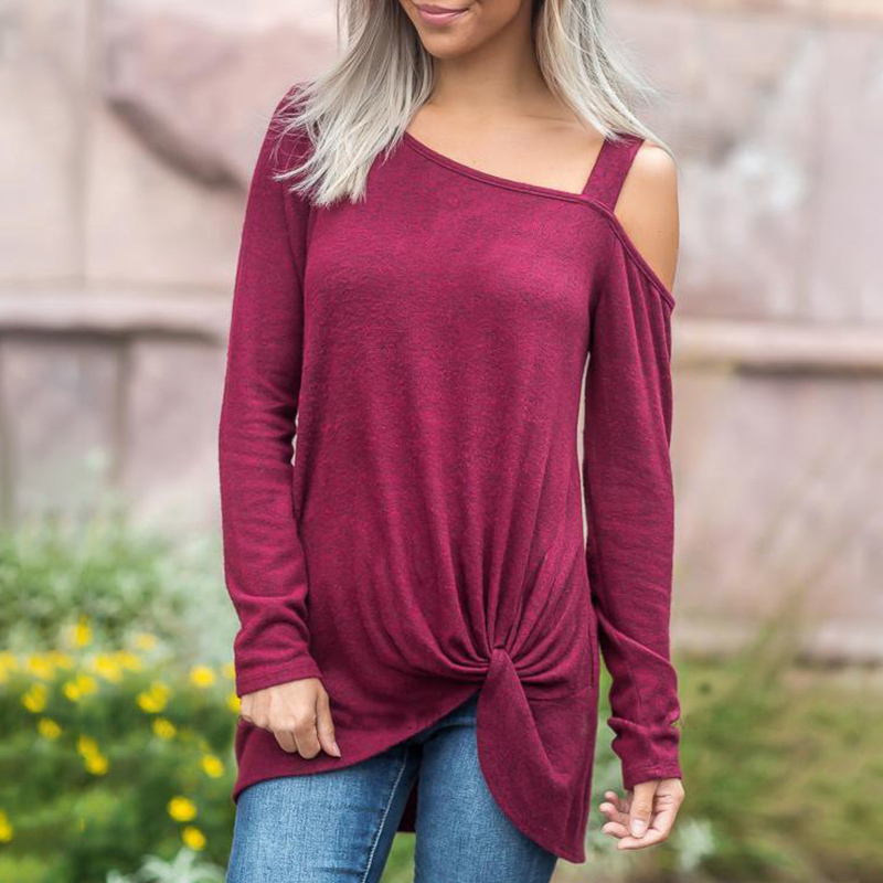 

Stylish One Shoulder Knotted Long-sleeve Top