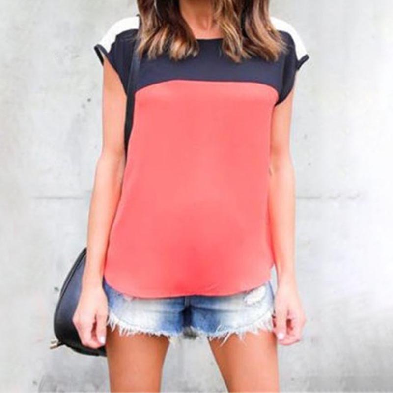 

Chic Color Blocked Short-sleeve Tee