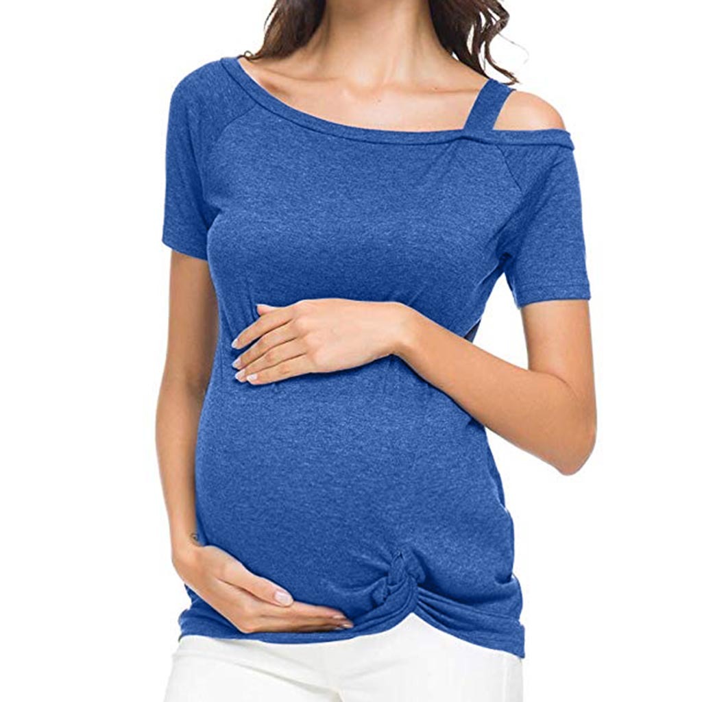 

Trendy Solid One Shoulder Maternity Top
