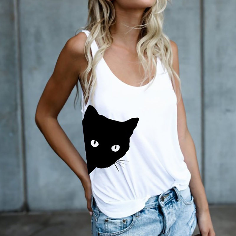 

Cute Cat Print Tank Top