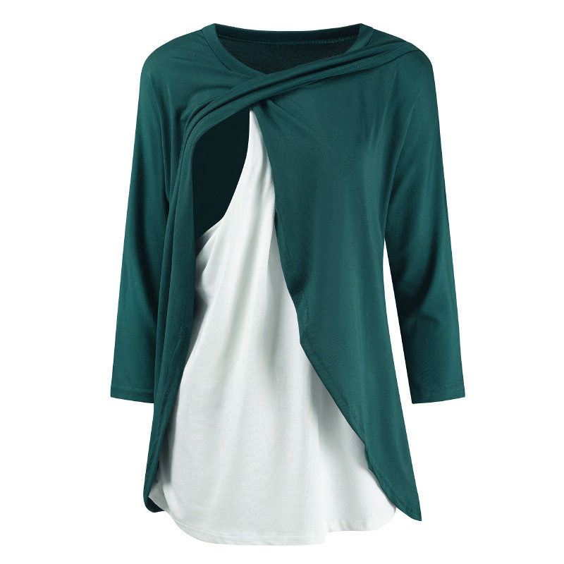 

Trendy Color-blocked Nursing Top
