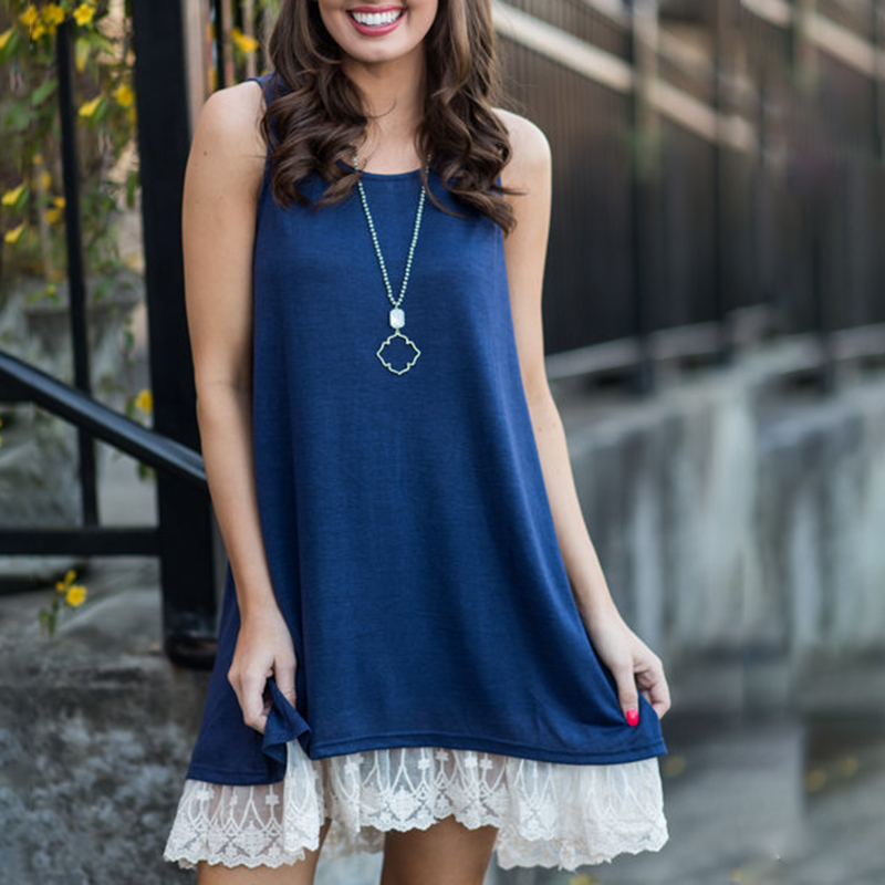 

Stylish Lace Hem Sleeveless Dress
