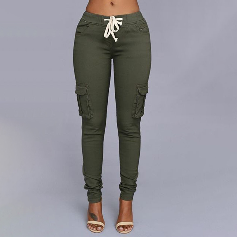 

Casual Solid Multi-pocket Trousers