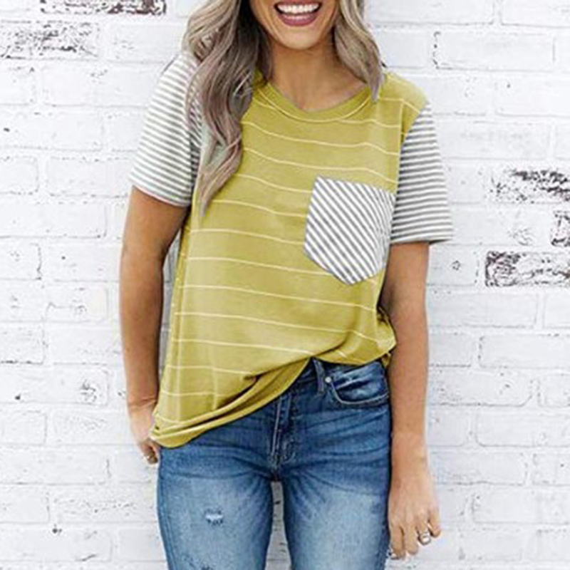 

Stylish Striped Splice Pocket Tee