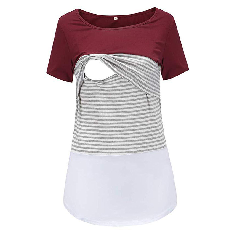 

Striped Color Contrast Maternity Nursing Top