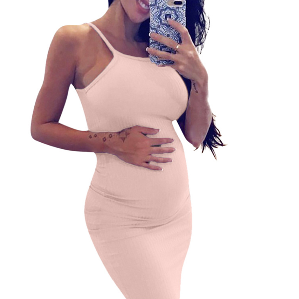 

Elegant Solid Sleeveless Maternity Slip Dress
