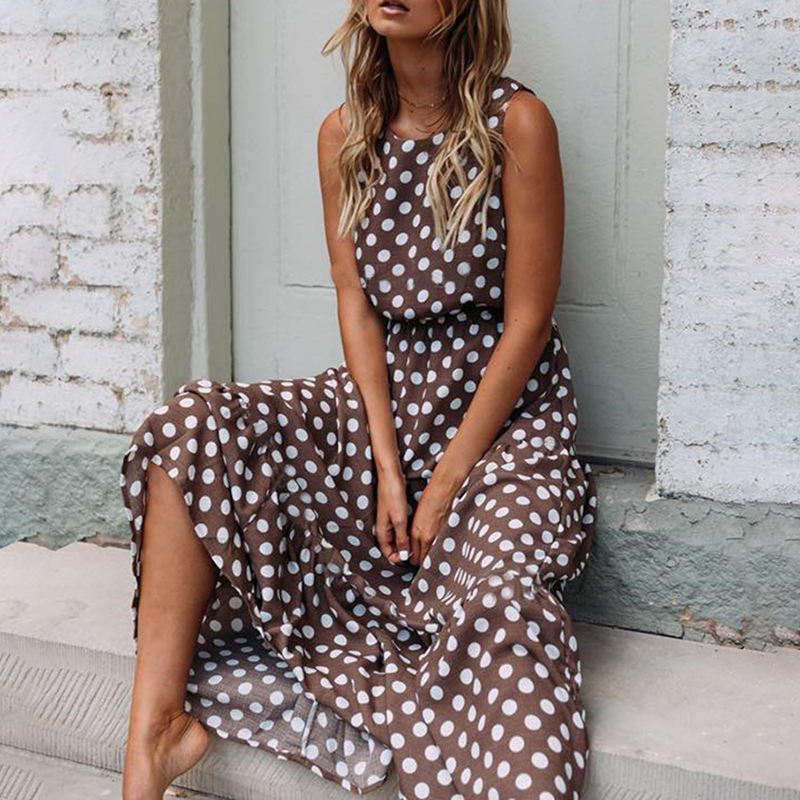 

Stunning Dotted Sleeveless Maxi Dress