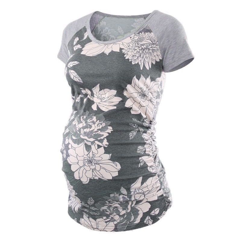 

Stylish Floral Print Short-sleeve Maternity Tee