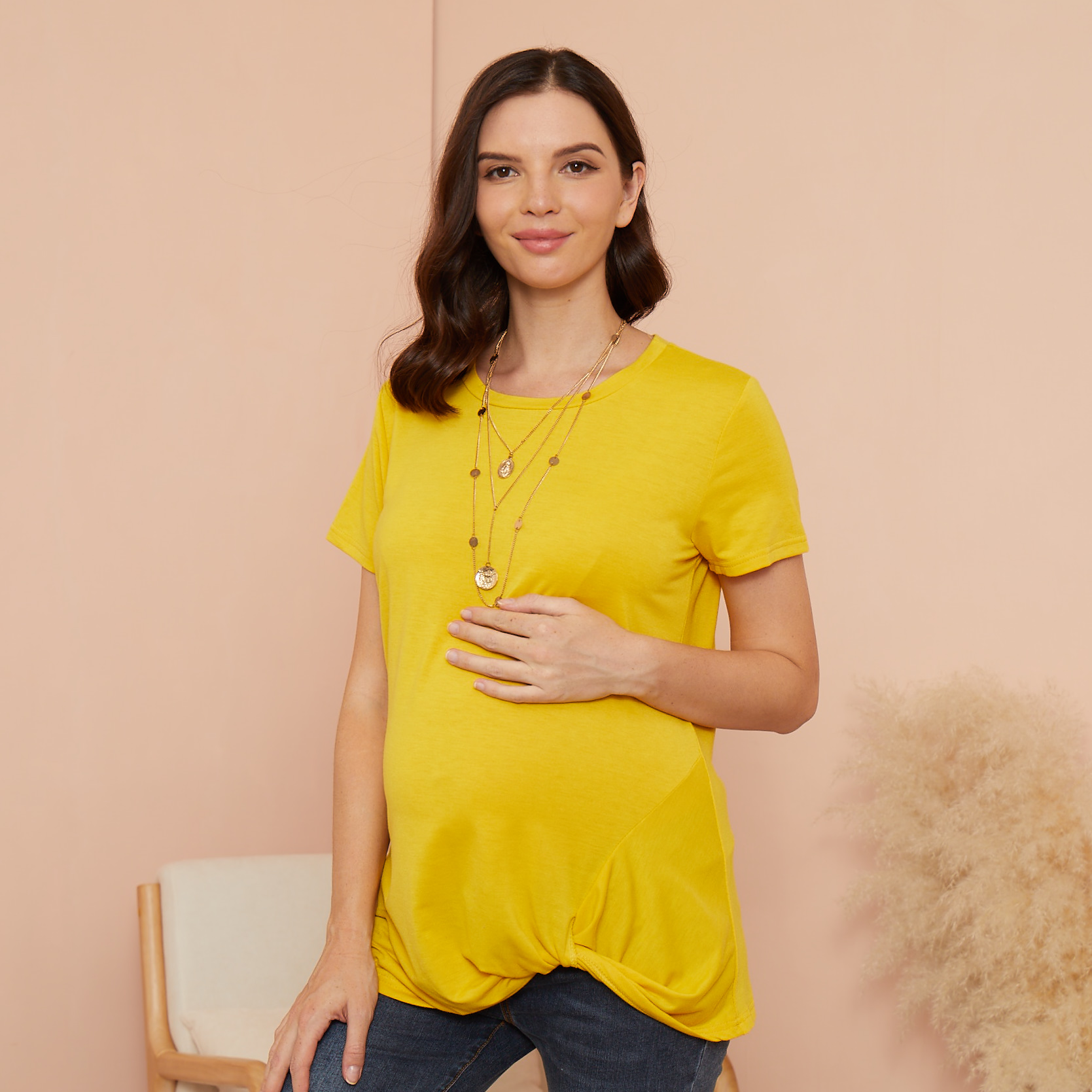 

Maternity Round collar Plain T-shirt