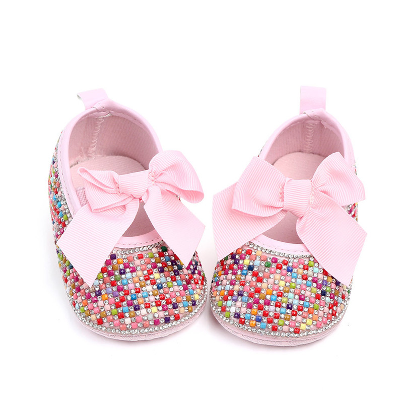 

Baby Girl Diamond Decor Bowknot Princess Prewalker Shoes