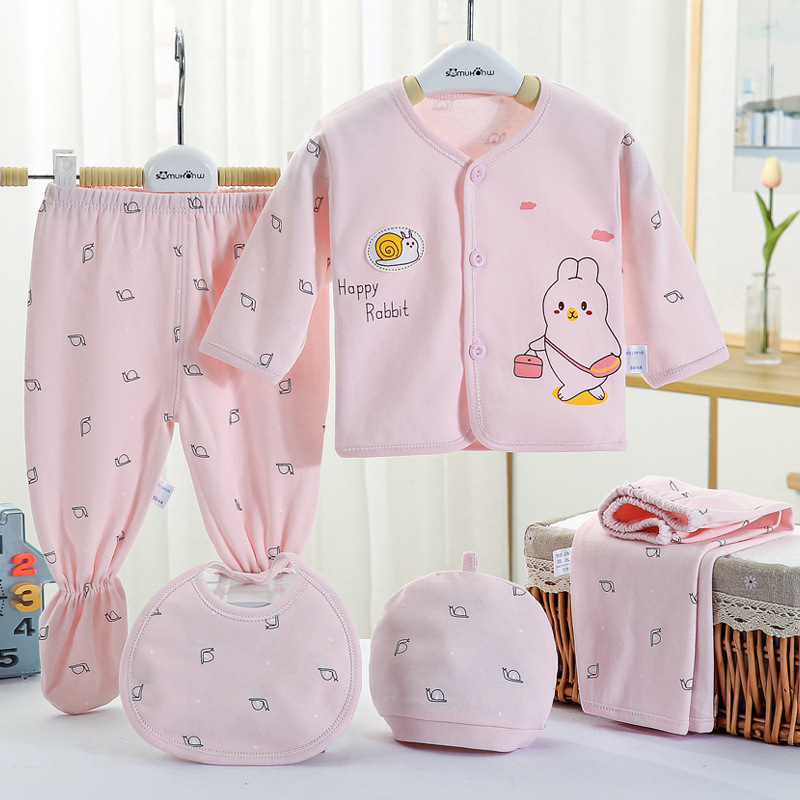 

5pcs Baby Girl Sweet Animal & Rabbit Baby's Sets