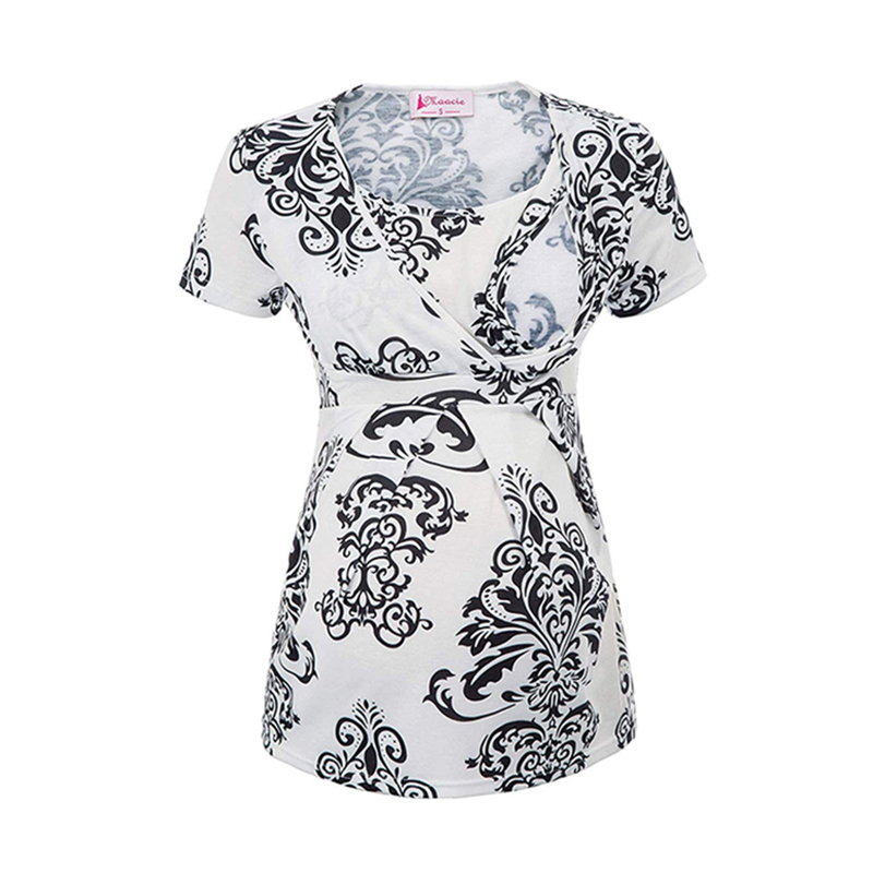 

Stylish Floral Printed Short-sleeve Nursing Tee