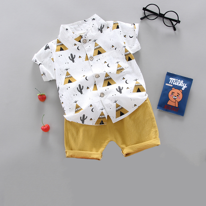 

2-piece Baby / Toddler Boy Pyramid Print Shirt and Solid Shorts Set