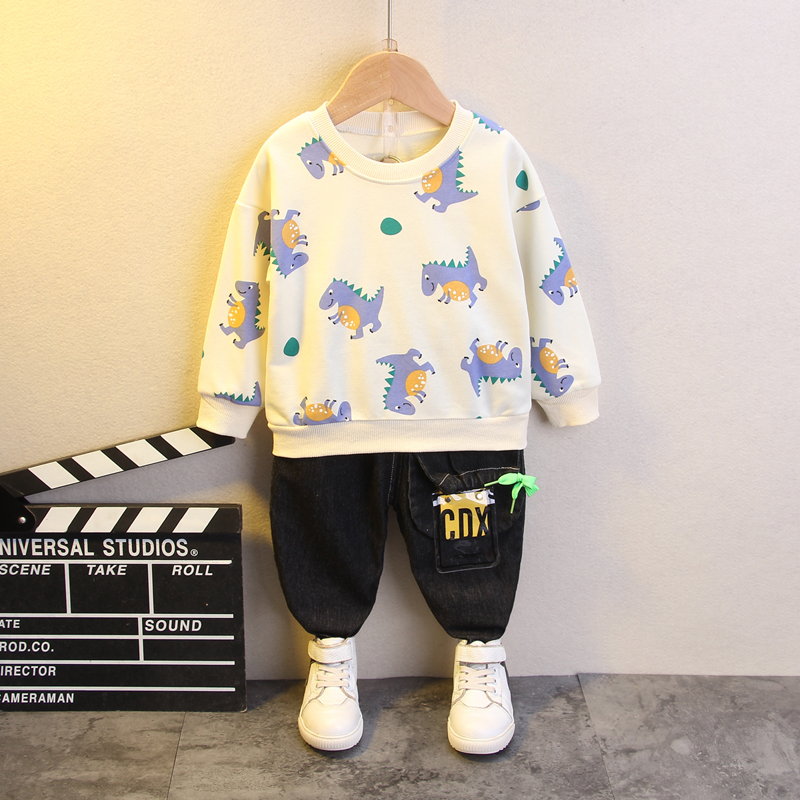

2pcs Baby Boy Long-sleeve Cotton Street style Animal & Dinosaur Baby's Sets