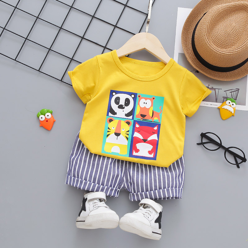 

2pcs Cotton Short-sleeve Baby Boy casual Animal Baby's Sets