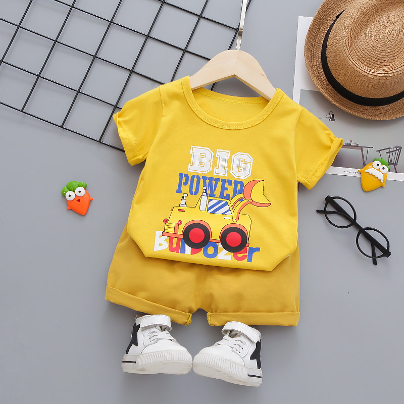 

2pcs Cotton Short-sleeve Baby Boy casual Vehicle Baby's Sets