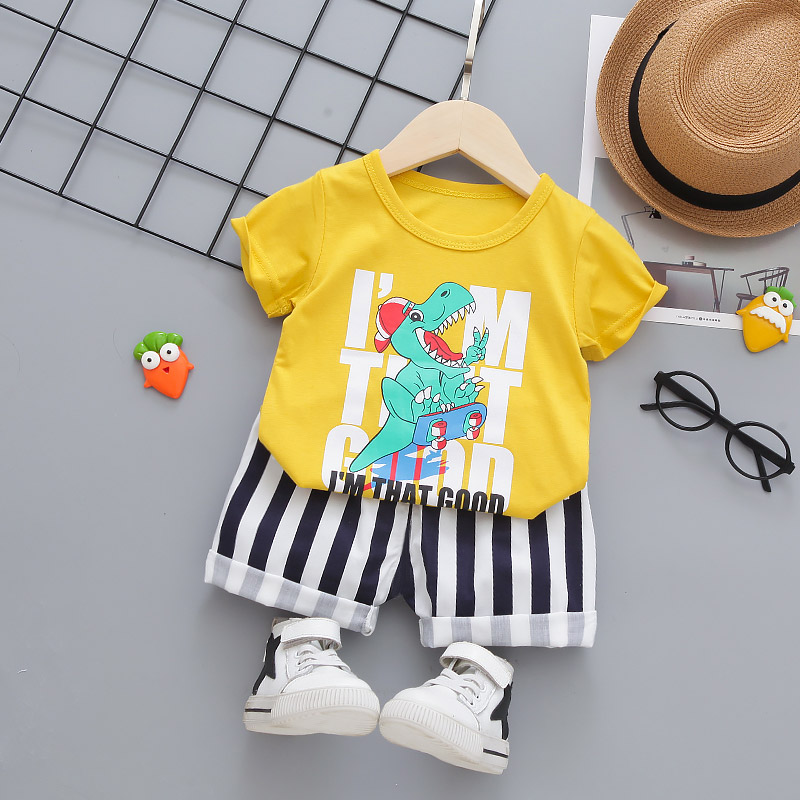 

2pcs Baby Boy Short-sleeve Cotton casual Animal & Dinosaur Baby's Sets