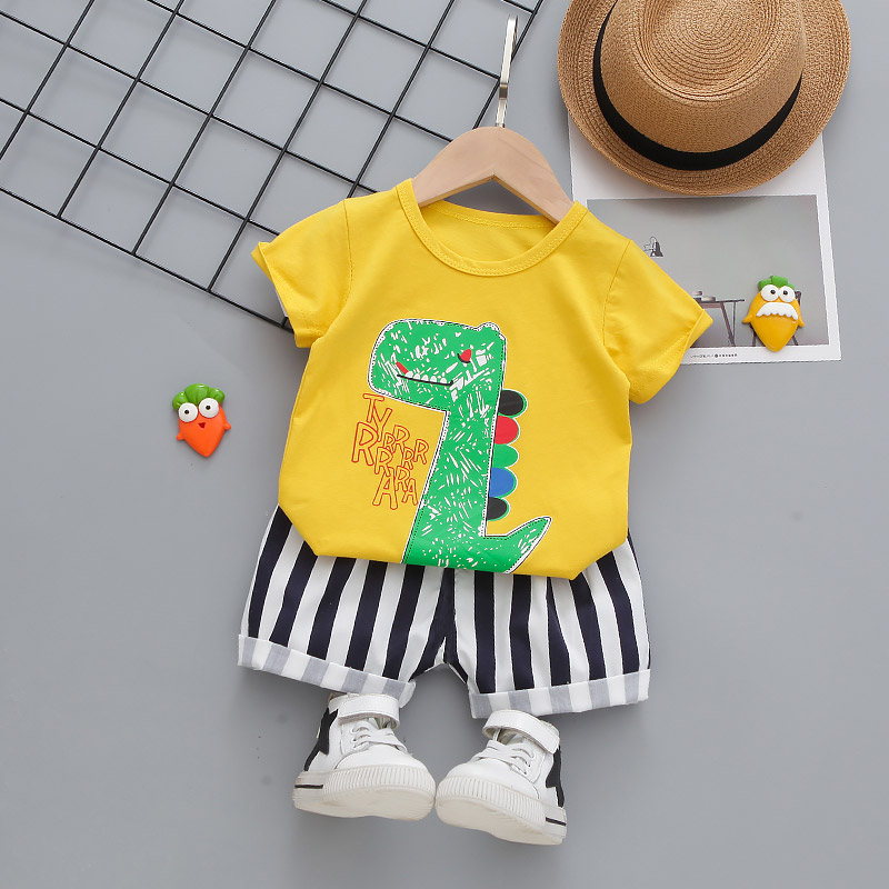 

2pcs Cotton Short-sleeve Summer Baby Boy casual Animal & Dinosaur Baby's Sets