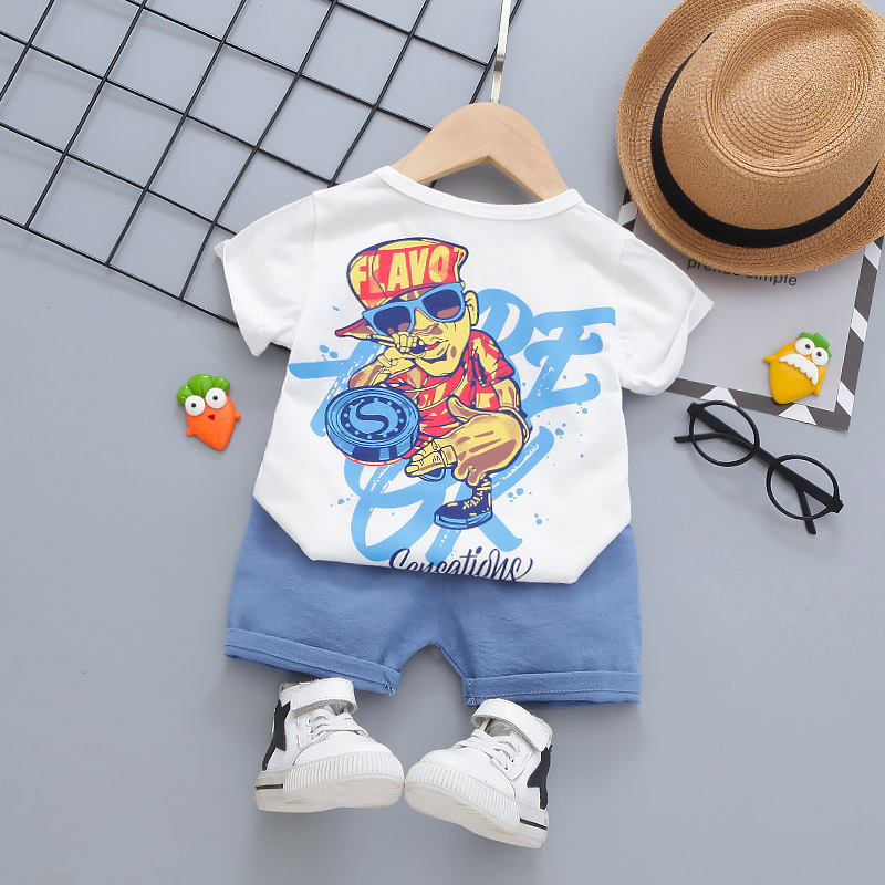 

2pcs Cotton Short-sleeve Baby Boy Street style Baby's Sets