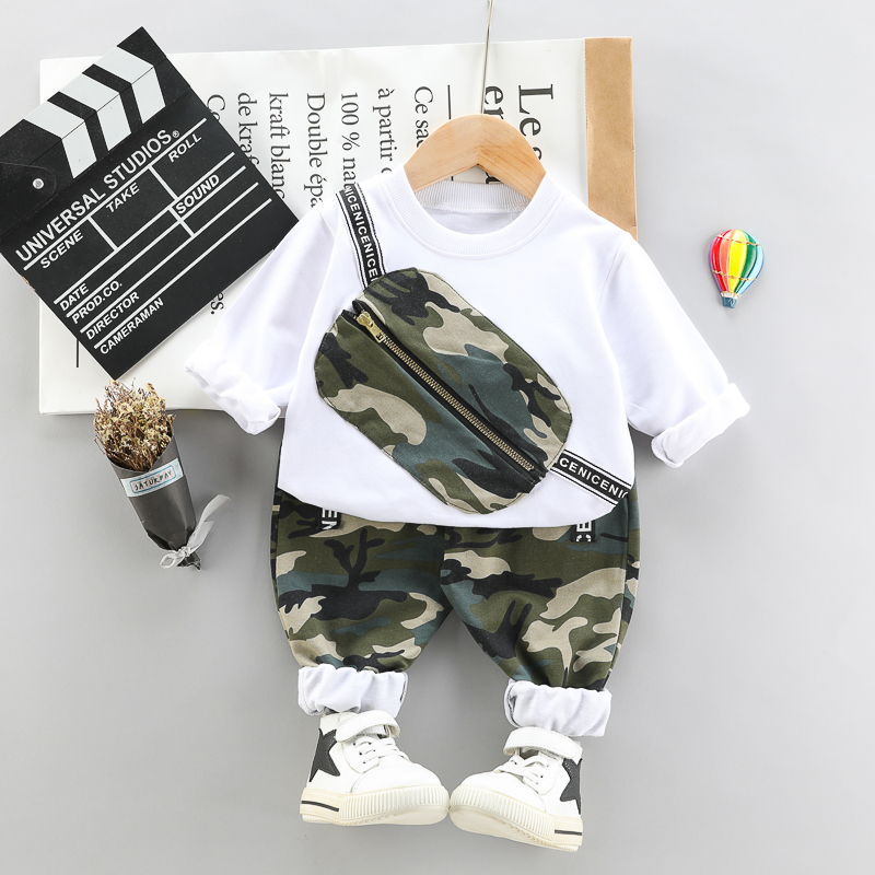 

2pcs Baby Boy Camouflage Long-sleeve Sweatshirt and Trousers Set
