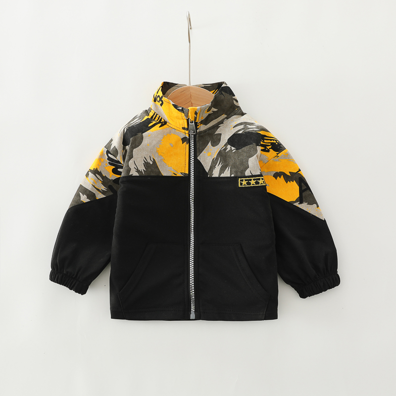 

Toddler Boy Camouflage Print Stand Collar Zipper Jacket