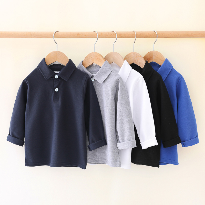 

Toddler Boy Solid Color Long-sleeve Polo Shirt