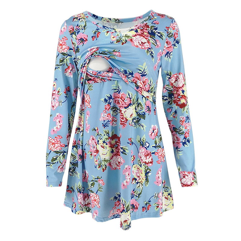 

Pretty Allover Long-sleeve Nursing Top