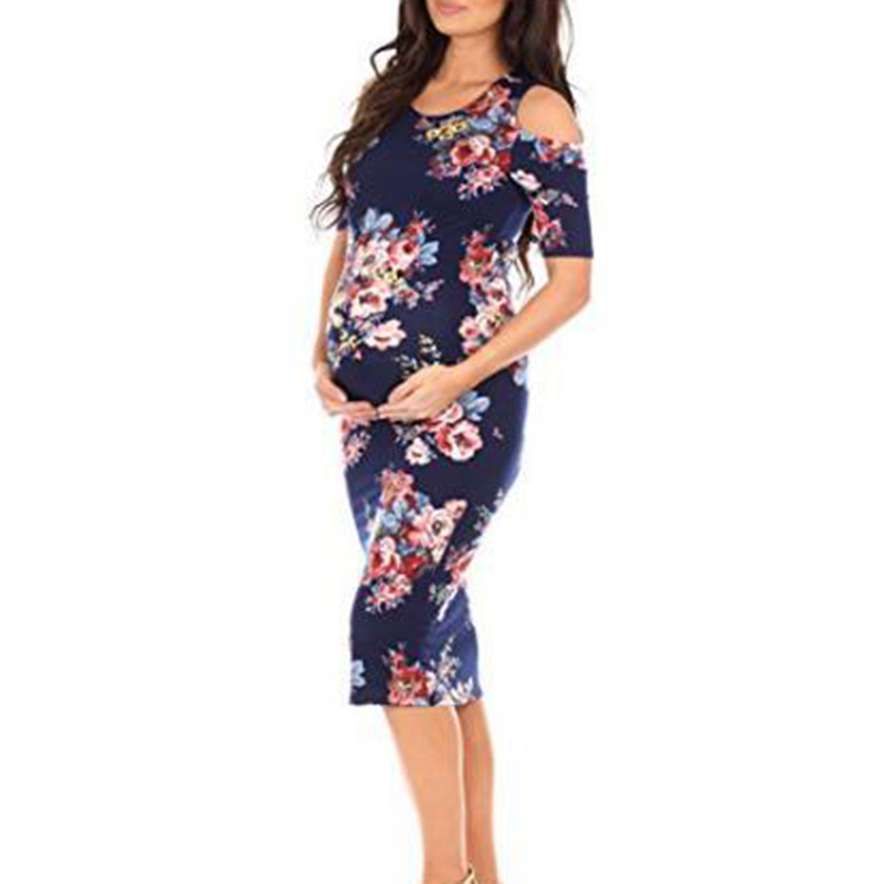 

Beautiful Floral Cold Shoulder Maternity Dress