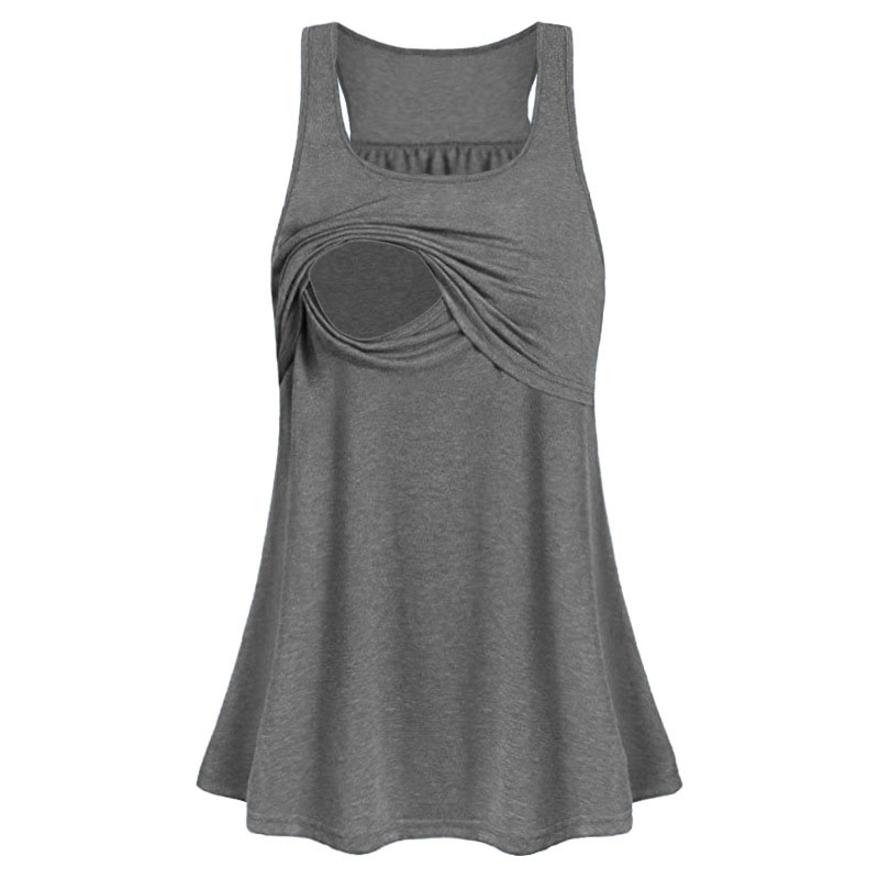 

Casual Solid Sleeveless Maternity Nursing Top