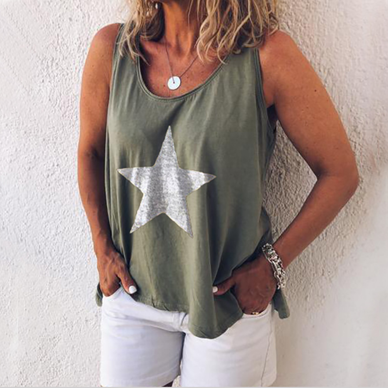 

Casual Star Print Sleeveless Tank Top
