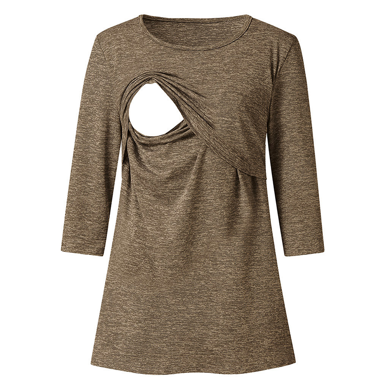 

Casual Crop-sleeve Maternity Nursing Top