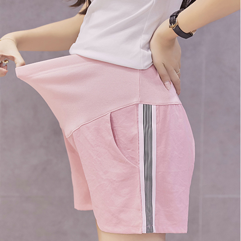 

Sporty Solid Striped Maternity Shorts