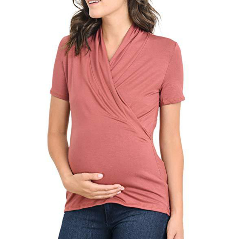 

Casual Ruched Short-sleeve Nursing Top